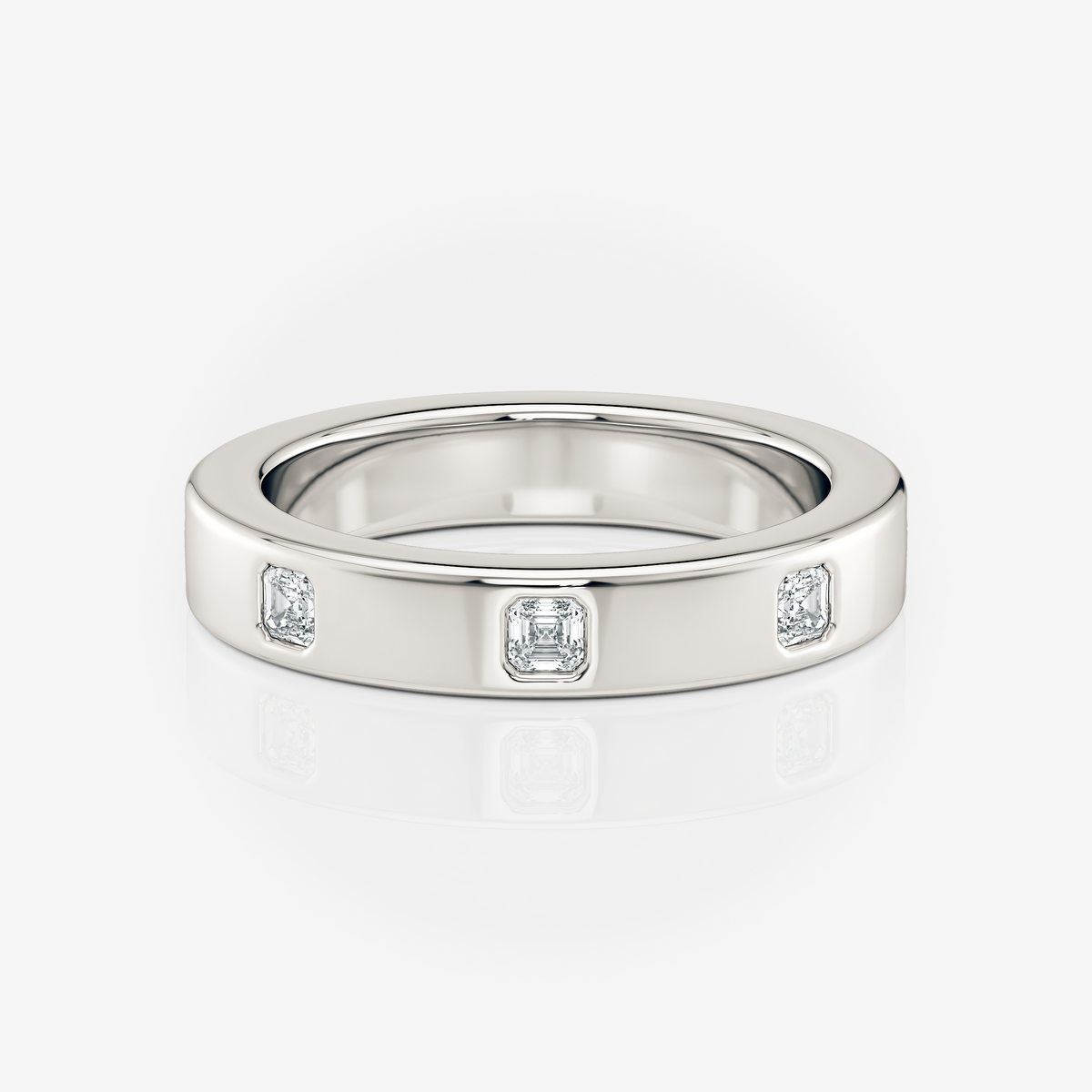 3.60mm Asscher Wedding Band Moissanite white gold South Africa