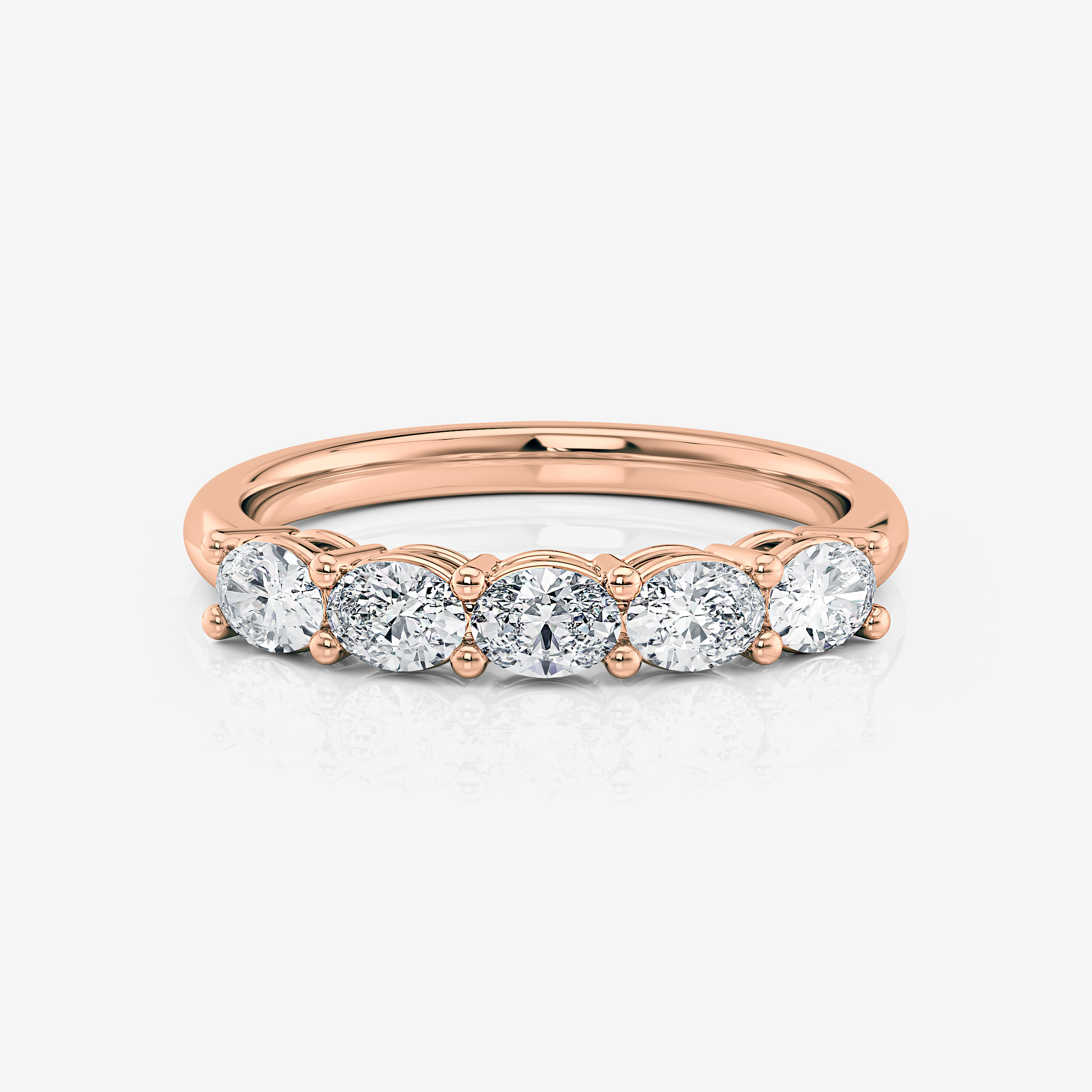 5 Stone East West Oval Wedding Ring | Lab Diamond Wedding Rings
