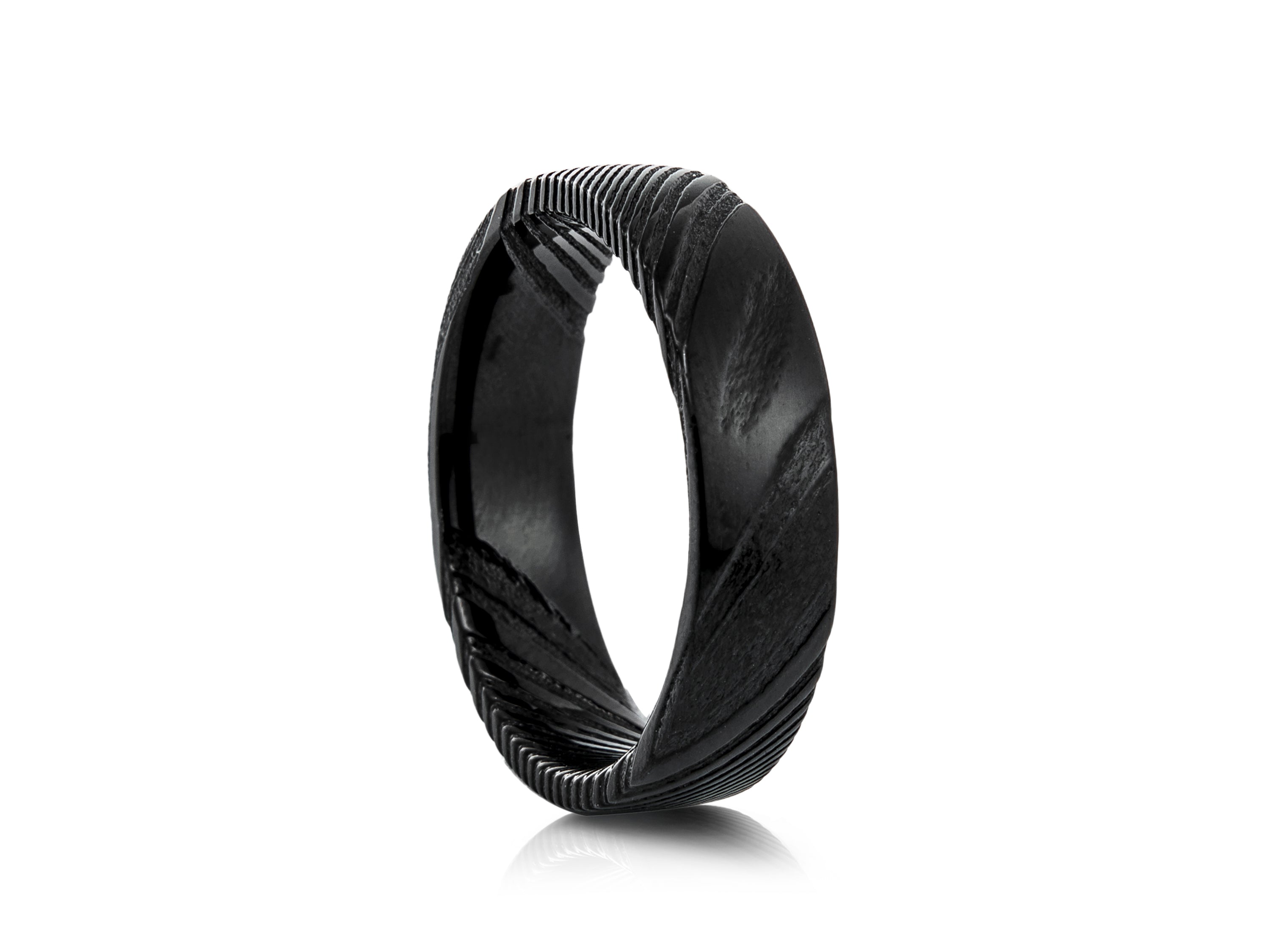 6mm Tungsten Ring with Blue Inlay - UK Ring Size M