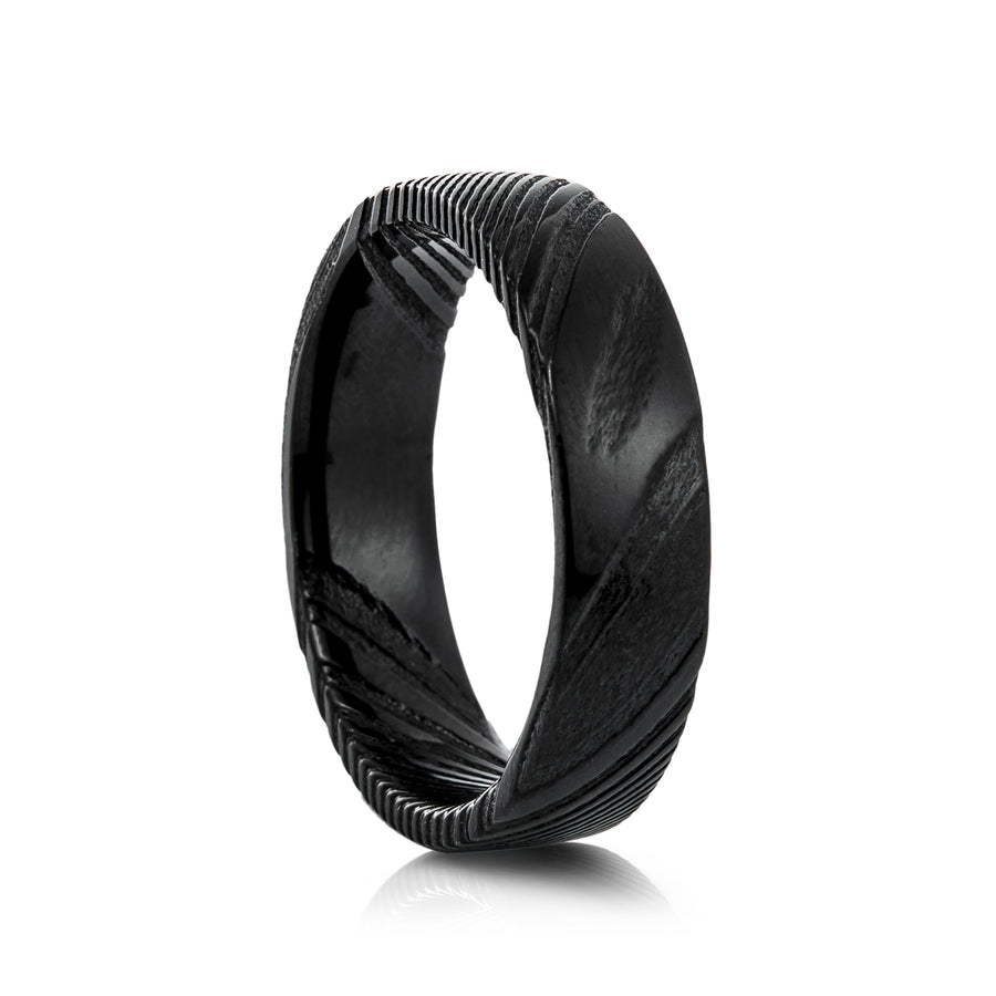 6mm Tungsten Ring with Blue Inlay - UK Ring Size M