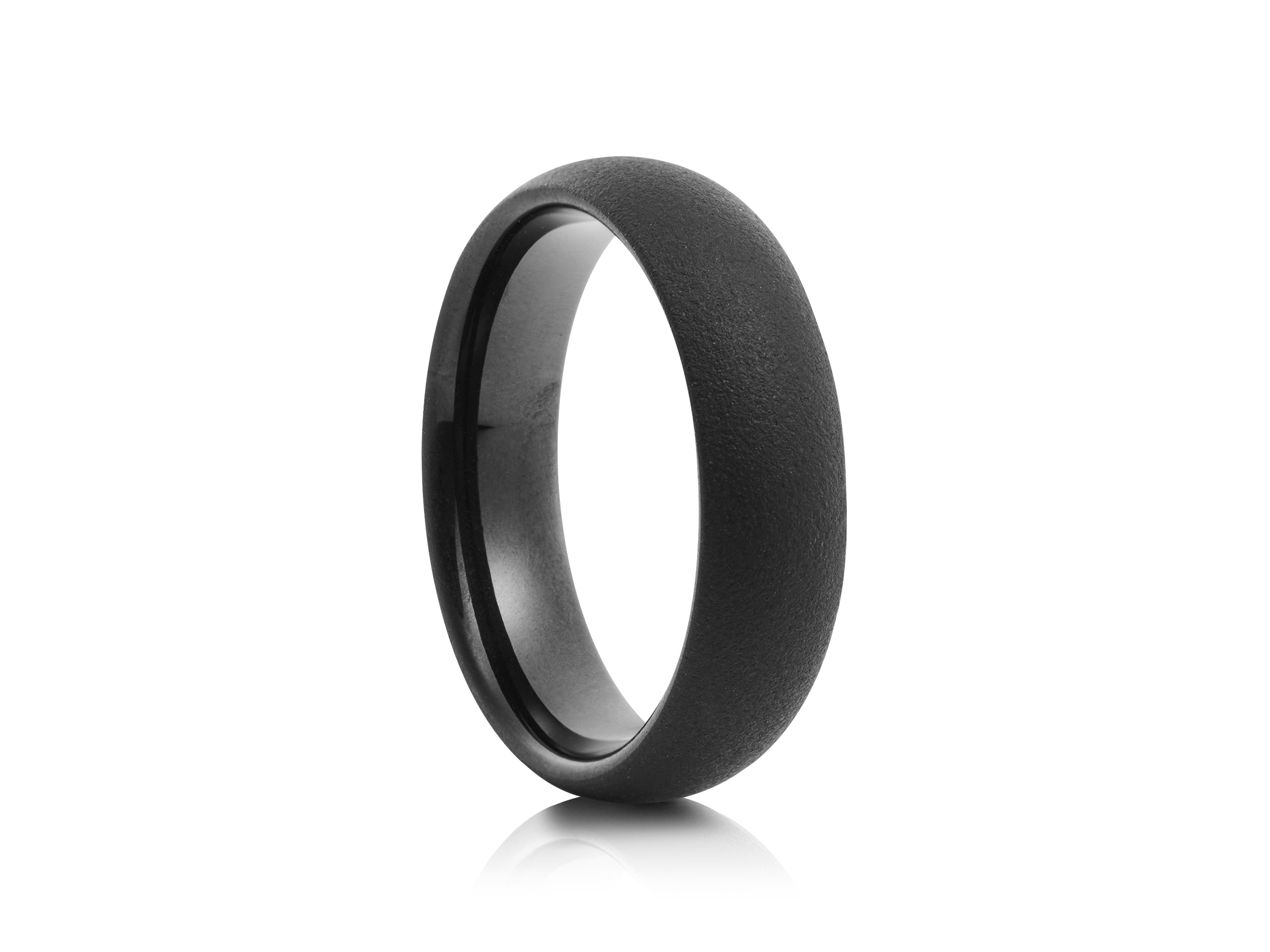 6mm Black Tungsten Wedding Ring - UK Ring Size M