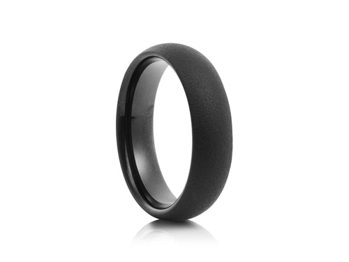 6mm Black Tungsten Wedding Ring - UK Ring Size M