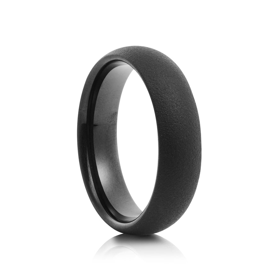 6mm Black Tungsten Wedding Ring - UK Ring Size M
