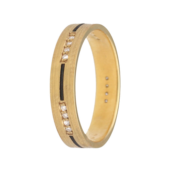 9k Gold Diamond Black Fill Wedding Band (4mm) — Yellow Gold