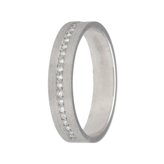 9k Gold & Diamond Modern Wedding Band — White Gold
