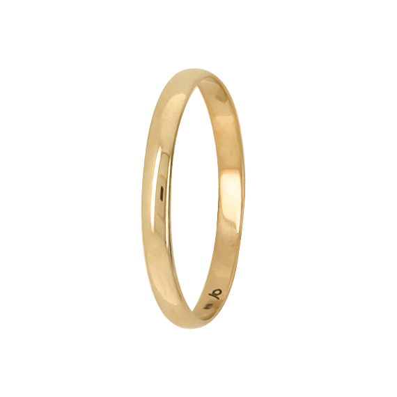 9k Gold Light Comfort Fit Wedding Band (2mm)