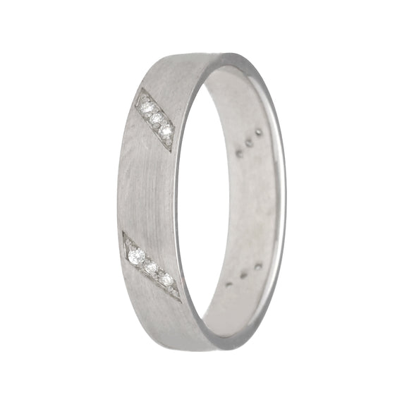 9k Gold Modern Diamond Wedding Band (4mm) — White Gold