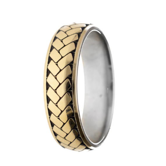 9k Gold & Silver African Ring — Braid (6mm)
