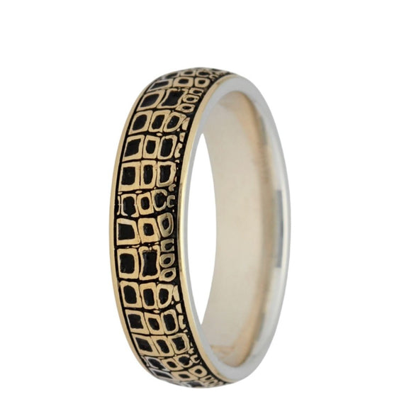9k Gold & Silver African Ring — Crocodile (6mm)