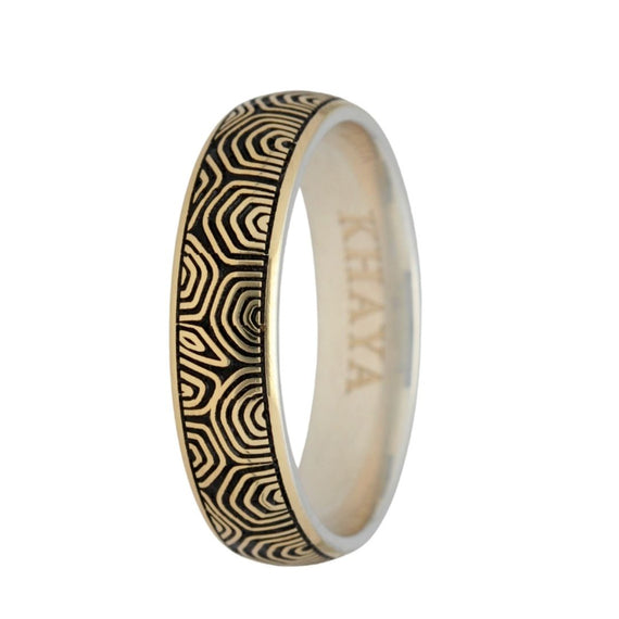 9k Gold & Silver African Ring — Khaya Spiral (6mm)