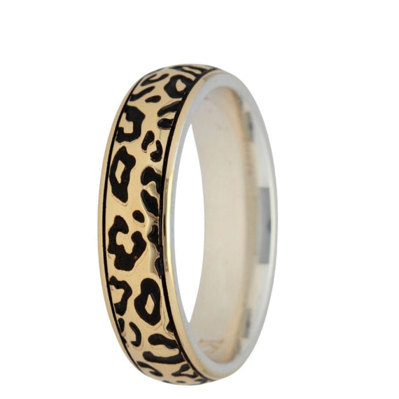 9k Gold & Silver African Ring — Leopard (6mm)