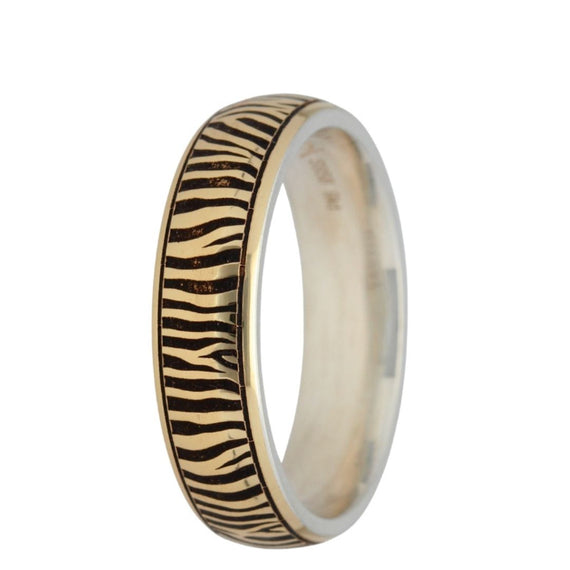 9k Gold & Silver African Ring — Zebra (6mm)