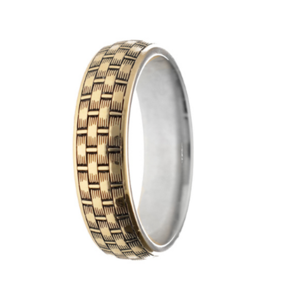 9k Gold & Silver African Ring — Chevron (6mm)