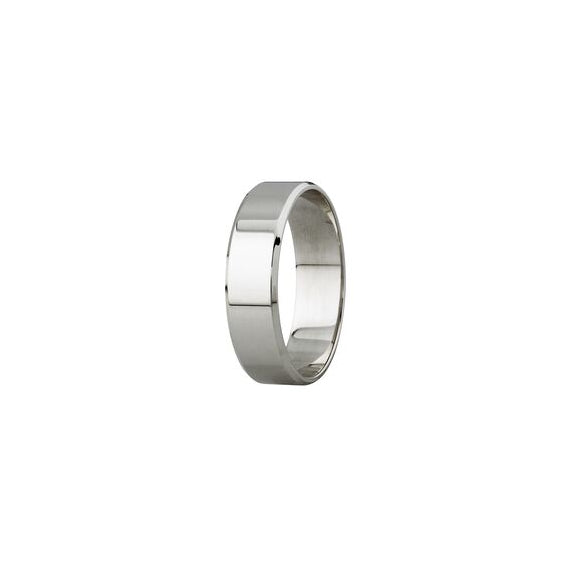9k White Gold Bevel Edge Wedding Band (5mm)