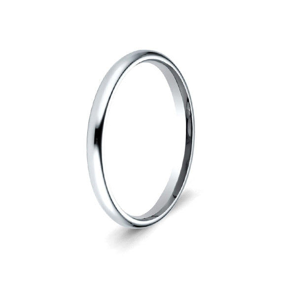 9k White Gold Light Comfort Fit Wedding Band (2mm)