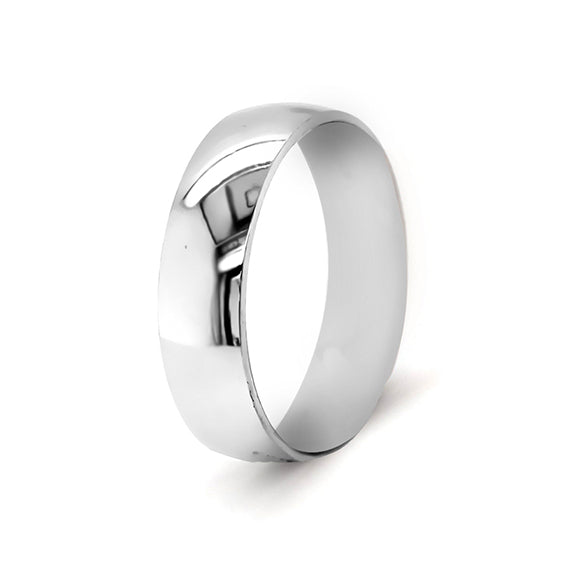 9k White Gold Light Comfort Fit Wedding Band (6mm)