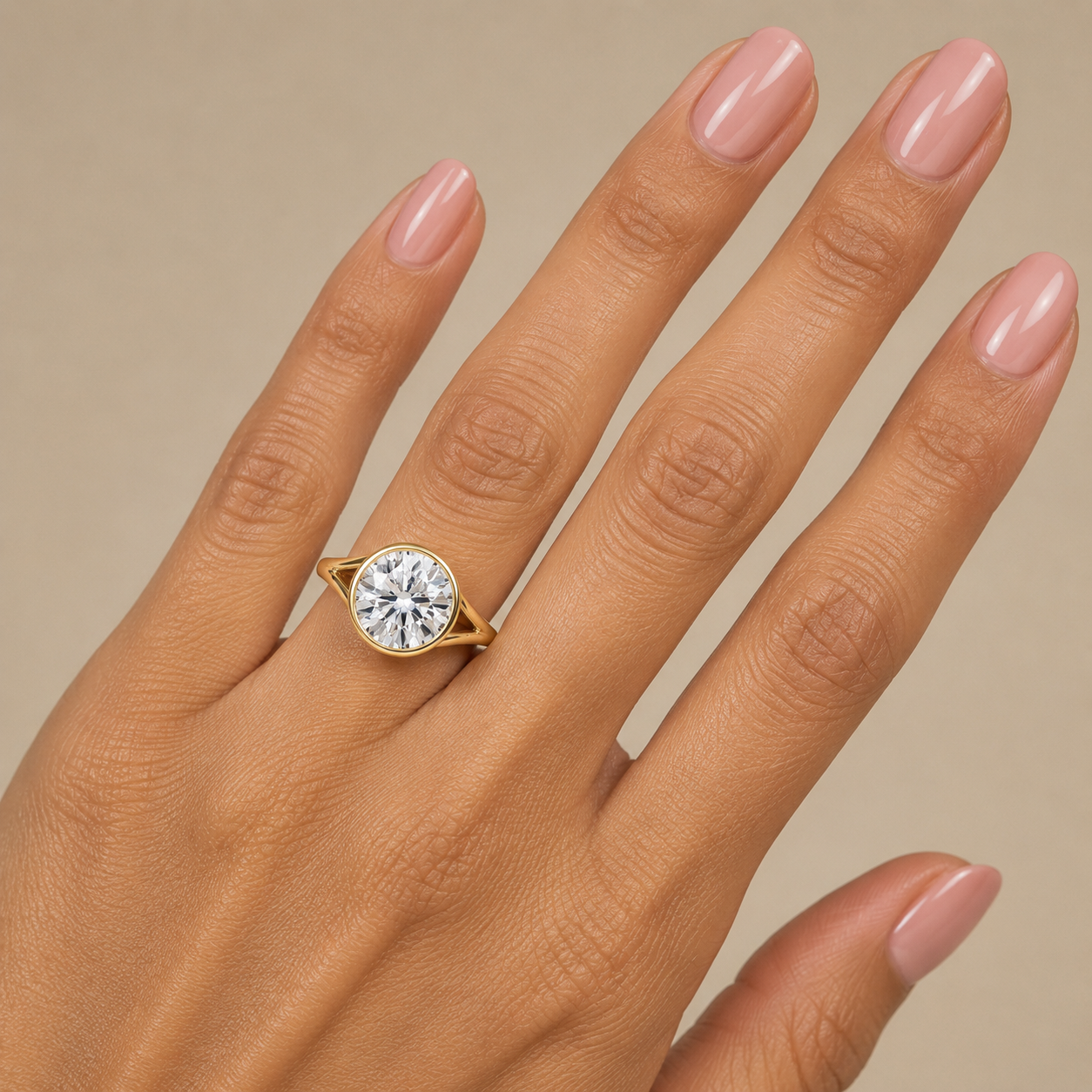 Round Split Bezel Solitaire Lab Diamond Engagement Ring