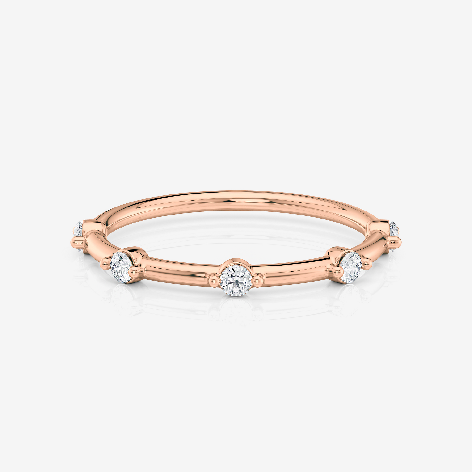 Moissanite Round Spaced Wedding Band | Lab Diamond