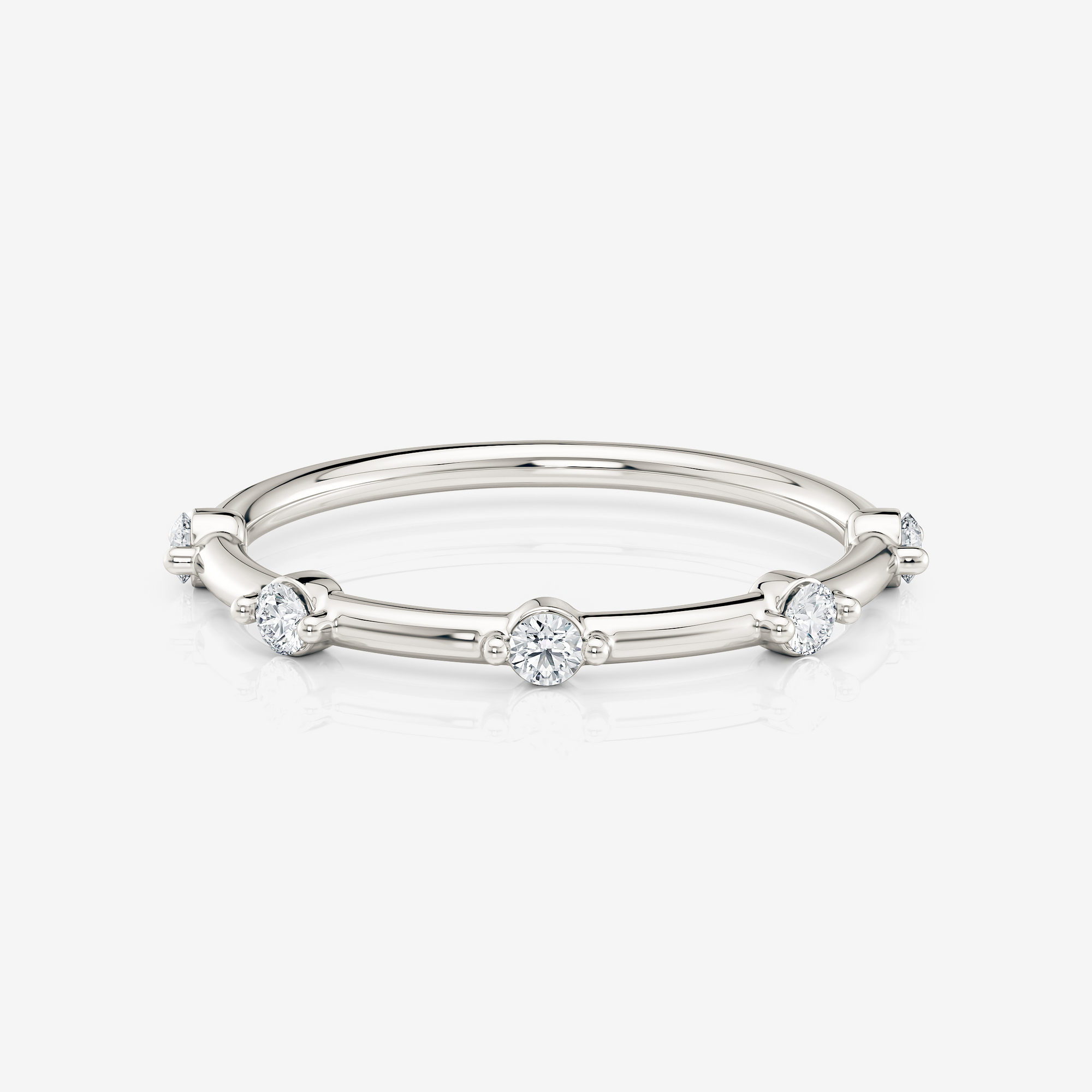 Moissanite Round Spaced Wedding Band | Lab Diamond