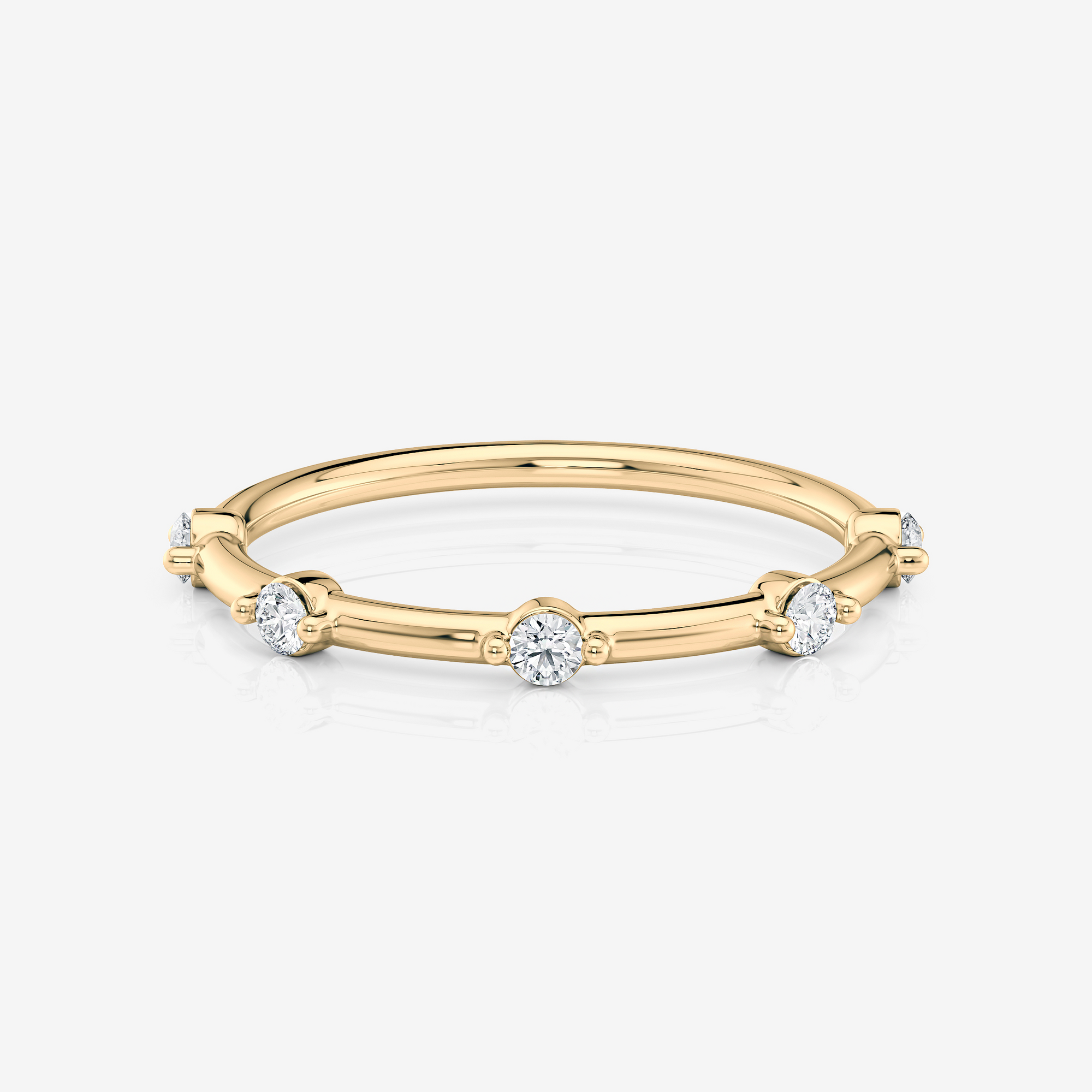 Moissanite Round Spaced Wedding Band | Lab Diamond