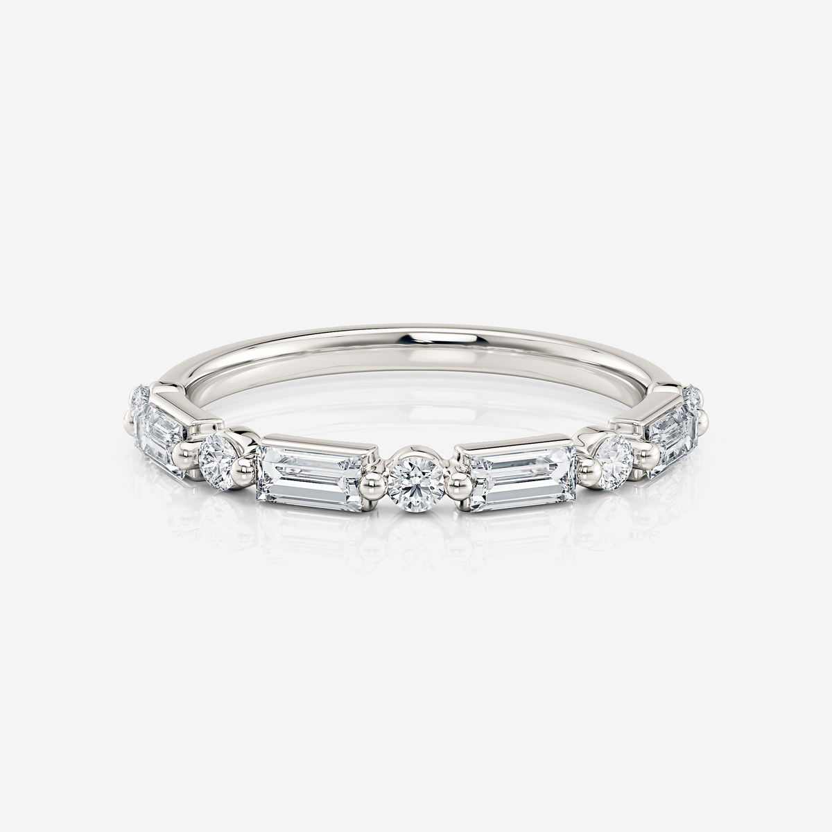 Bella Alternating Emerald and Round Wedding Ring Moissanite white gold South Africa