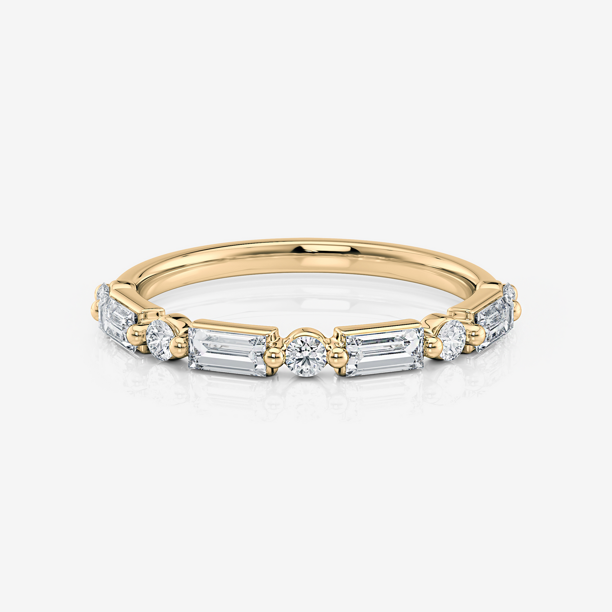 Bella Alternating Emerald and Round Wedding Ring Moissanite yellow gold South Africa