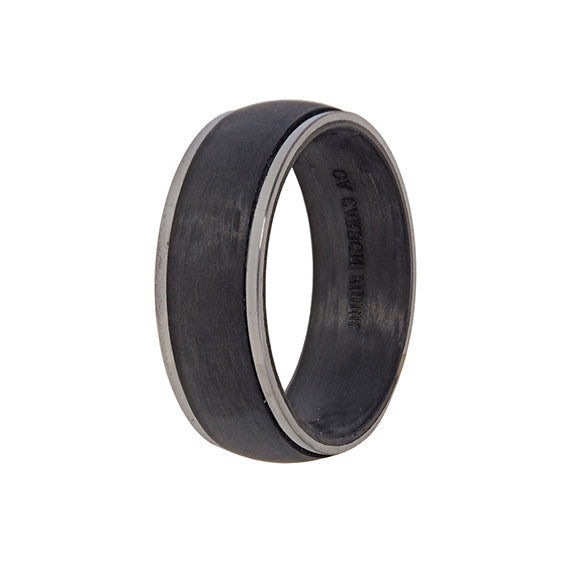 Black Carbon Fiber with Titanium Edges Wedding Band (8mm)