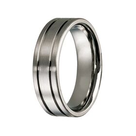 Titanium Matte Double Grooved Wedding Ring (7mm)