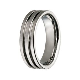 Titanium Triple Grooved Wedding Ring (7mm) - C23653