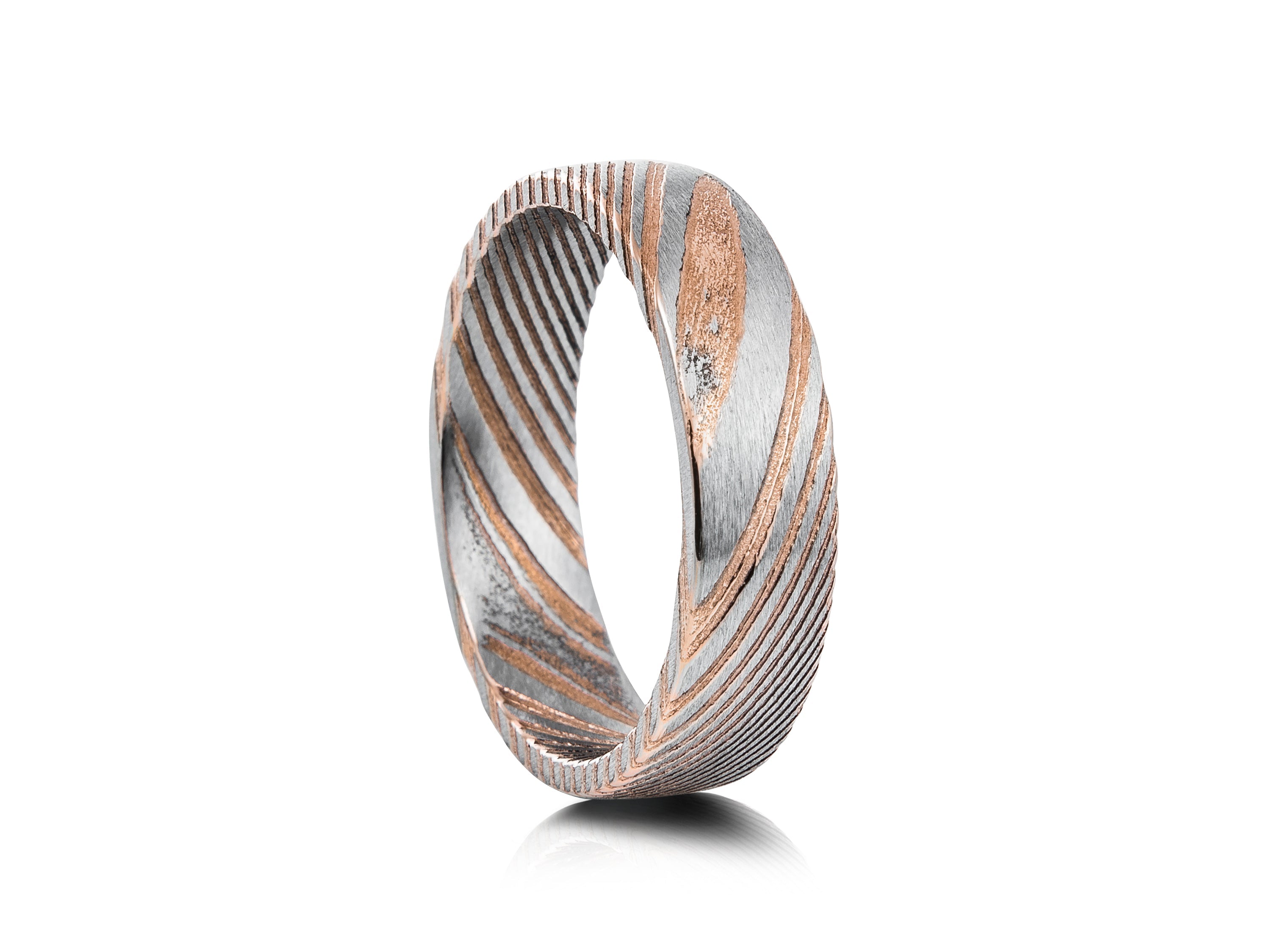 6mm Tungsten Ring with Rose Gold Inlay - UK Ring Size M