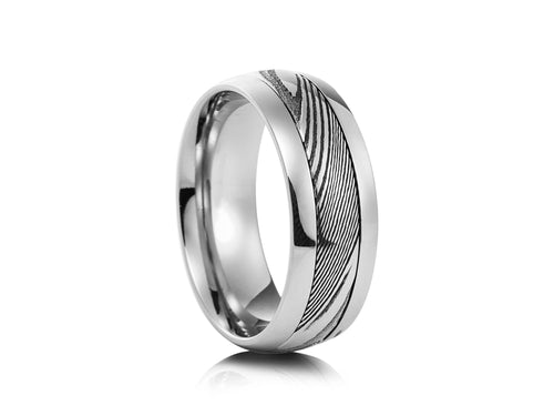 6mm Black Damascus Steel Wedding Ring - UK Ring Size M