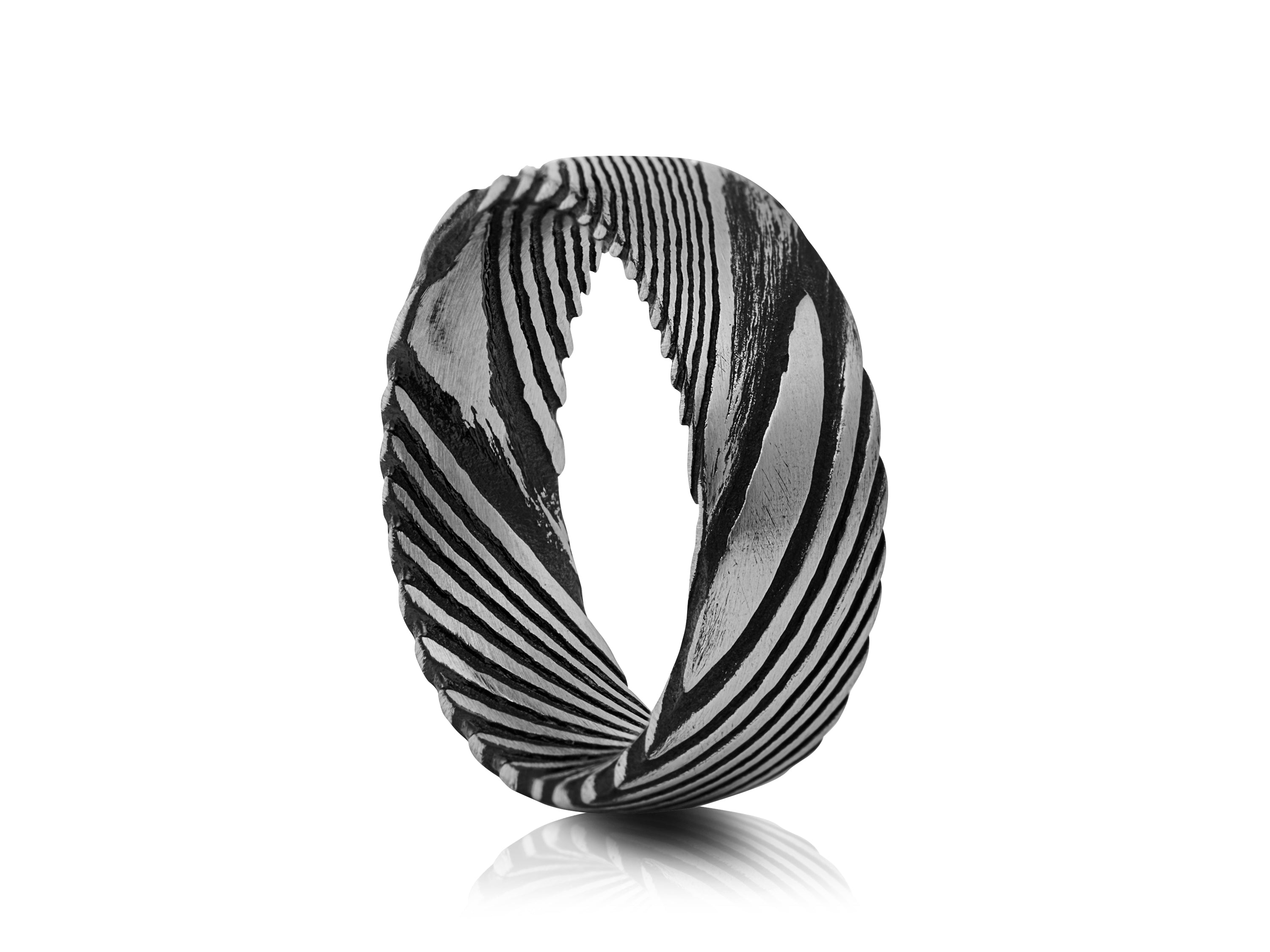 6mm Damascus Steel Wedding Ring - UK Ring Size M