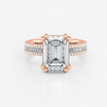Double Four Claw Emerald Pavé Moissanite Engagement Ring 9ct rose gold South Africa