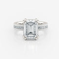 Double Four Claw Emerald Pavé Moissanite Engagement Ring 9ct white gold South Africa