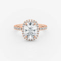Elongated Cushion Cut Moissanite Halo Engagement Ring Yellow Gold