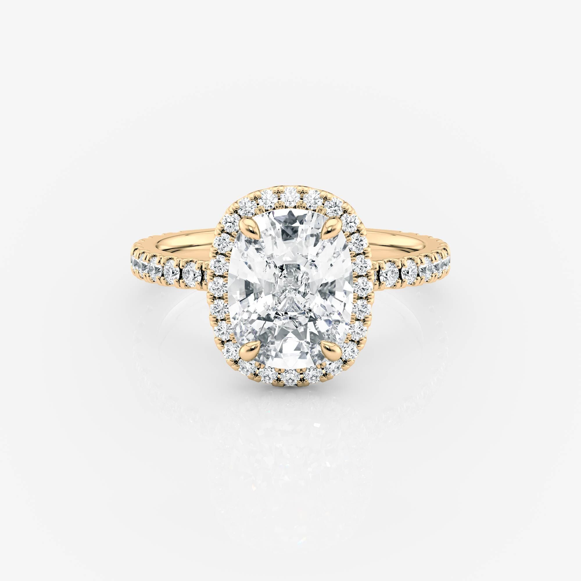 Elongated Cushion Cut Moissanite Halo Engagement Ring Yellow Gold