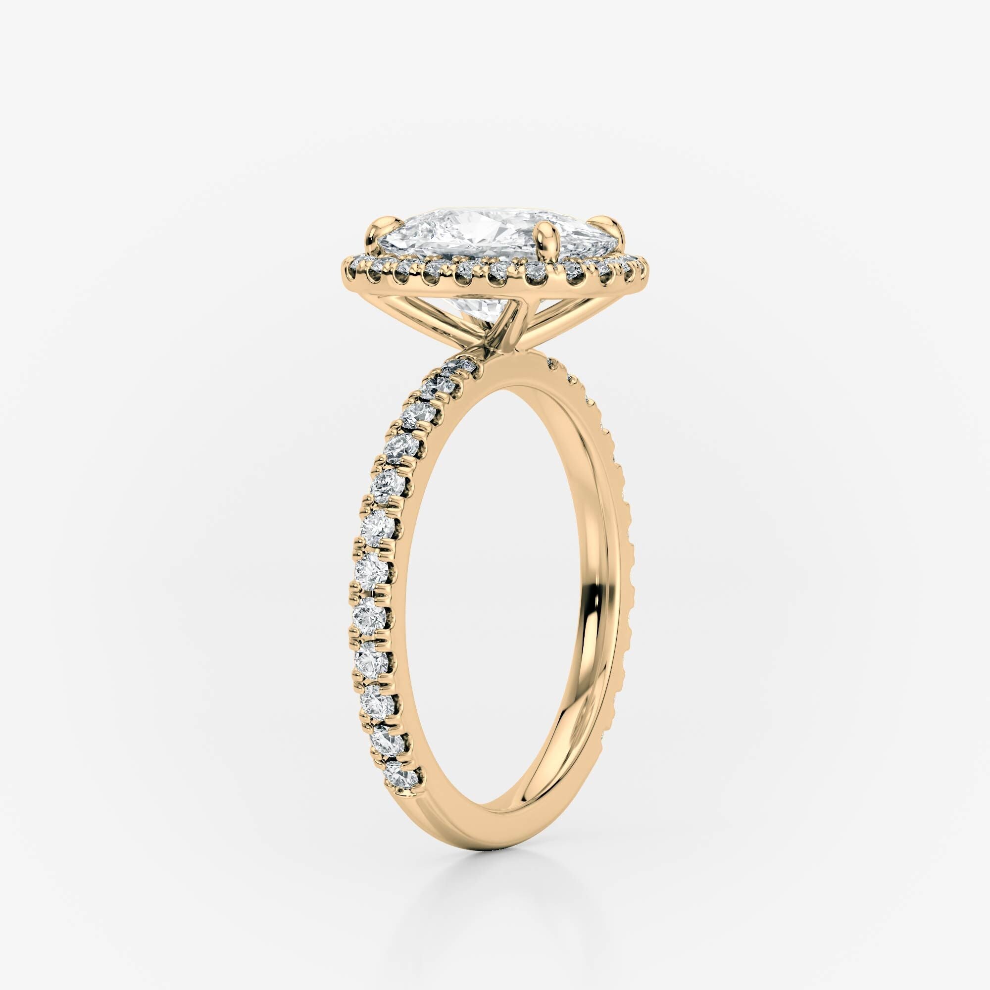 Elongated Cushion Cut Moissanite Halo Engagement Ring Yellow Gold