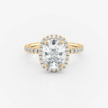 Elongated Cushion Cut Moissanite Halo Engagement Ring Yellow Gold