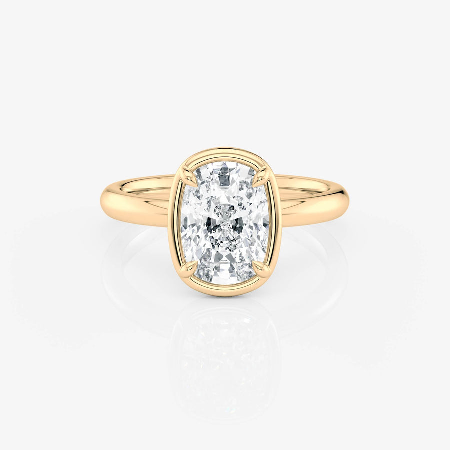Elongated Cushion Bezel Solitaire Moissanite Engagement Ring 9ct yellow gold South Africa
