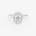 Elongated Cushion Bezel Solitaire Moissanite Engagement Ring 9ct white gold South Africa
