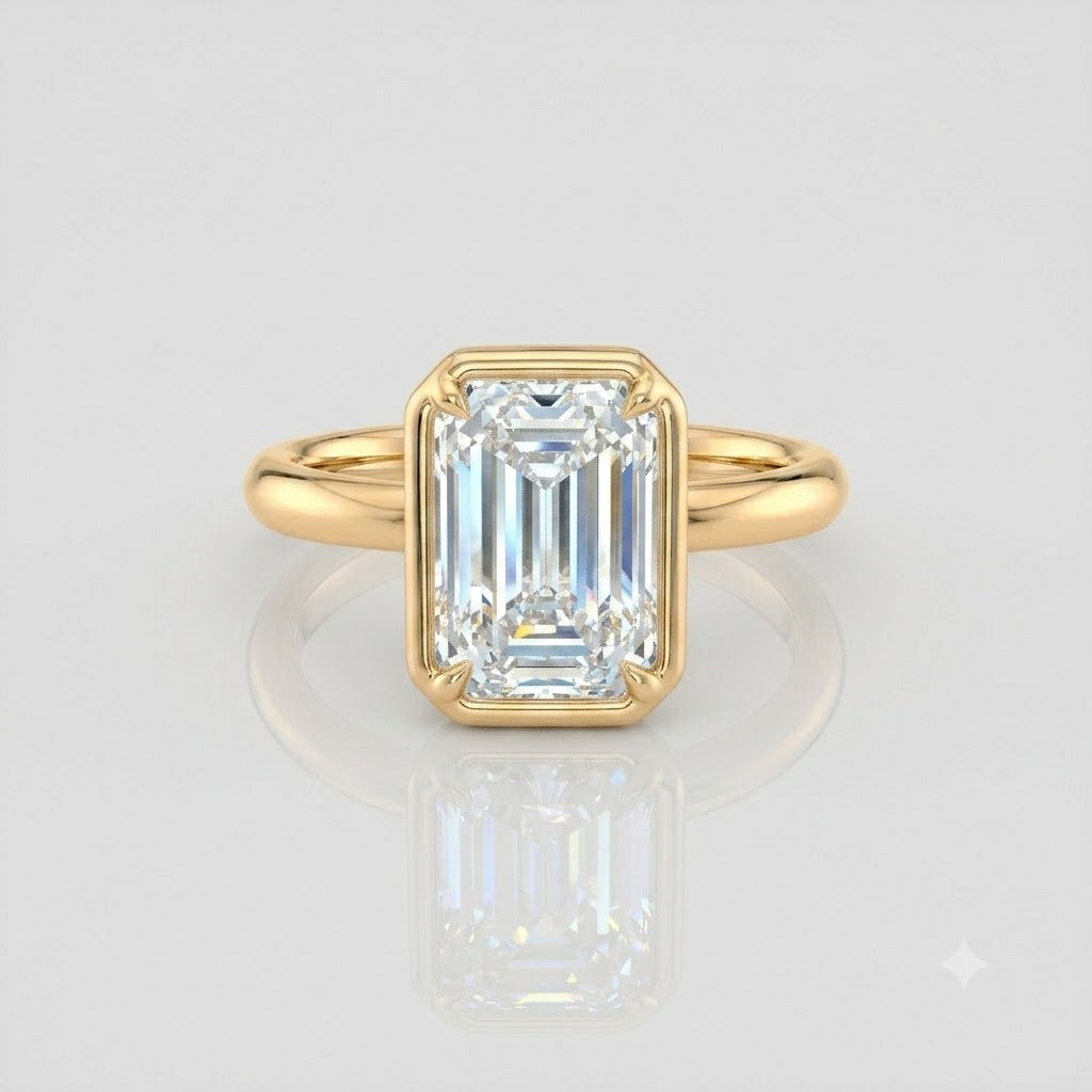 Emerald Bezel Solitaire Moissanite Engagement Ring 9ct yellow gold South Africa