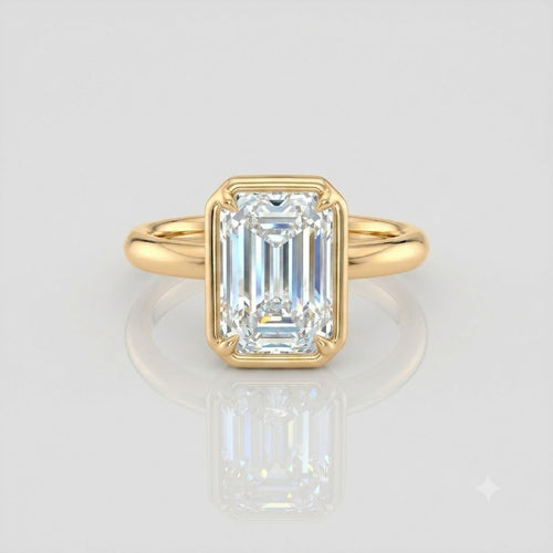 Emerald Bezel Solitaire Moissanite Engagement Ring 9ct yellow gold South Africa