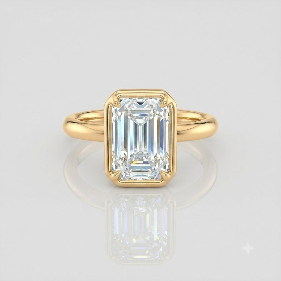 Emerald Bezel Solitaire Moissanite Engagement Ring 9ct yellow gold South Africa