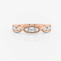 Emerald and Round Bezel Wedding Ring | Lab Diamond Wedding Rings