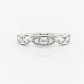 Emerald and Round Bezel Wedding Ring | Lab Diamond Wedding Rings