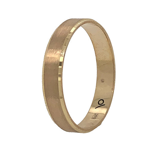 9k Yellow Gold Bevel Edge Satin Wedding Band (4mm)