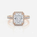 Halo Pavé Radiant Cut Moissanite Engagement Ring 9ct rose gold South Africa