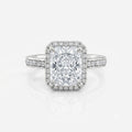 Halo Pavé Radiant Cut Moissanite Engagement Ring 9ct white gold South Africa