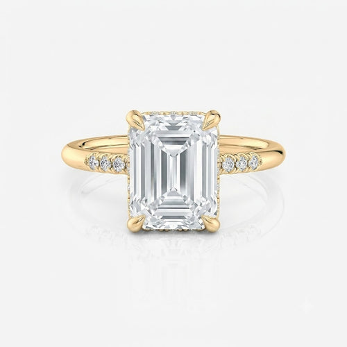 Pavé Emerald Hidden Halo Moissanite Engagement Ring 9ct yellow gold South Africa