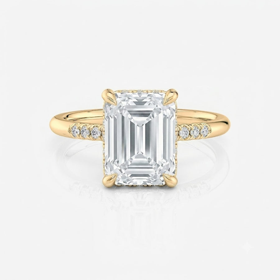 Pavé Emerald Hidden Halo Moissanite Engagement Ring 9ct yellow gold South Africa